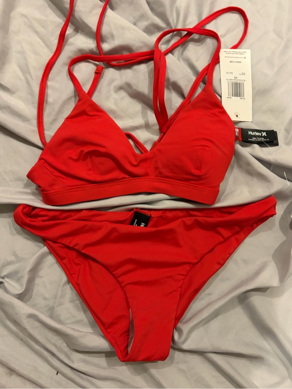Hurley Bright Red Strappy Bikini Set